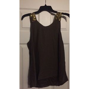 Olive green sequin top